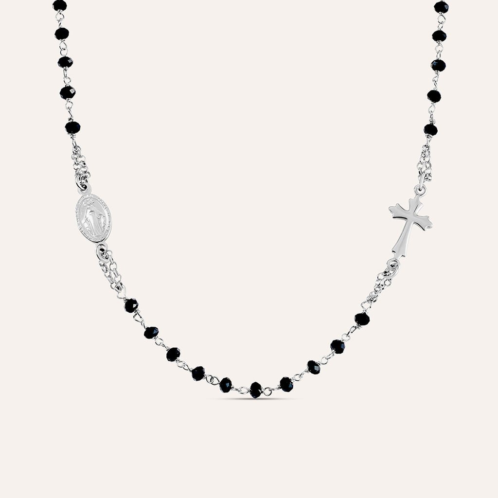 Collana Rosario Silver Collection Argento Rodiato Cristallo