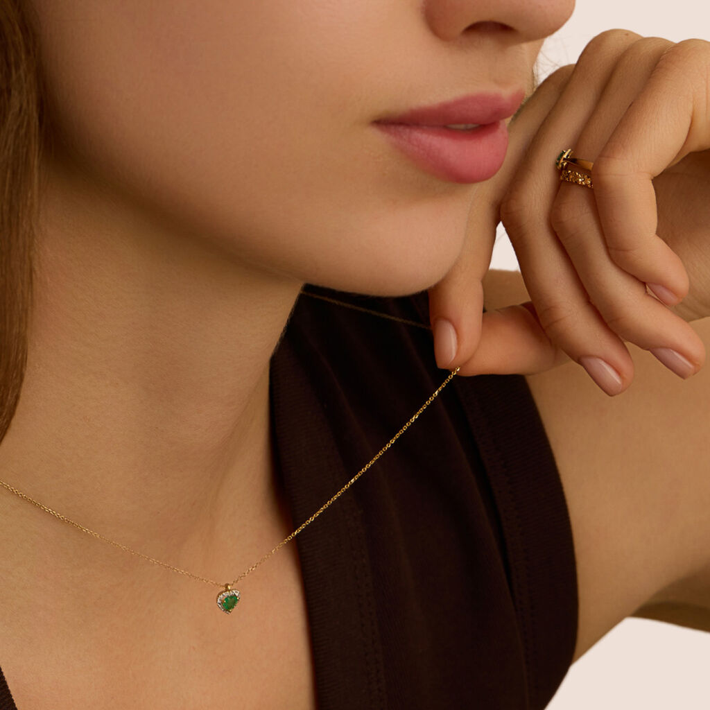 Collana Charlotte Oro Giallo Smeraldo Diamante