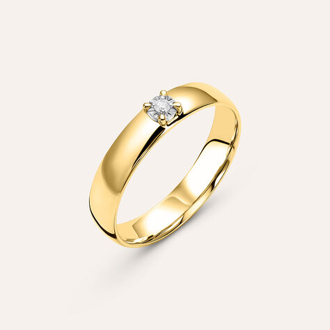 Fede Comoda 4 mm Oro Giallo Diamante - Anelli con Incisione Donna | Stroili