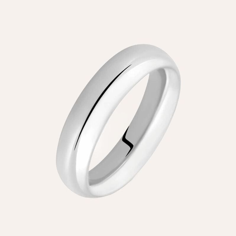 Fede Comoda Leggera 5 mm Oro Bianco - Anelli con Incisione Unisex | Stroili