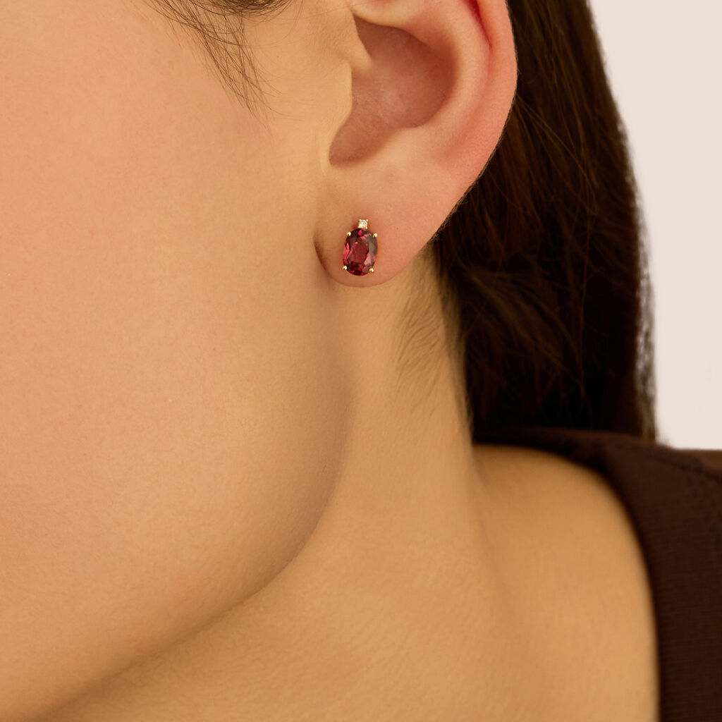 Orecchini Lobo Punto Luce Jasmine Oro Giallo Rodolite Diamante