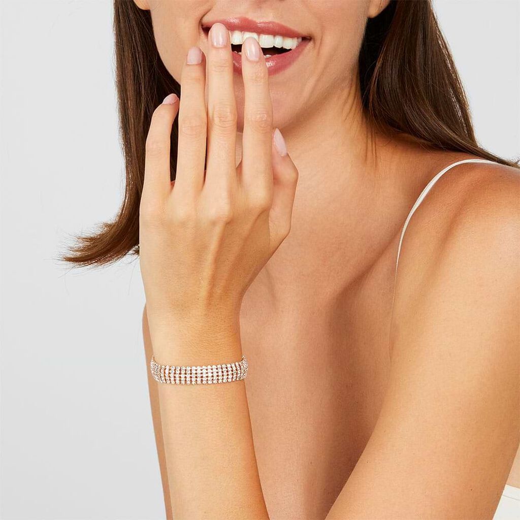 Bracciale Tennis Romantic Shine Metallo Rosa Cristallo - Bracciali Tennis Donna | Stroili