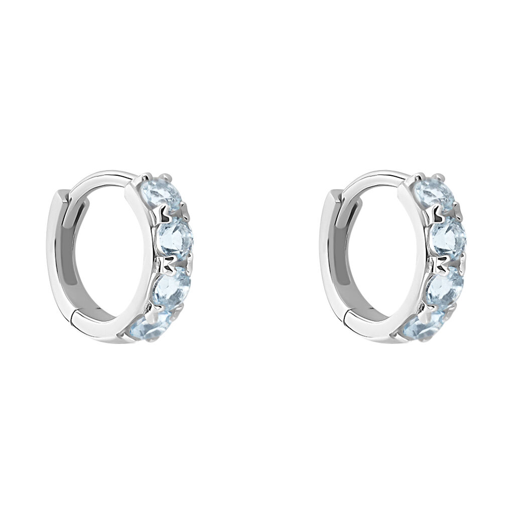Orecchini A Cerchio Am&eacute;lie Oro Bianco Topazio