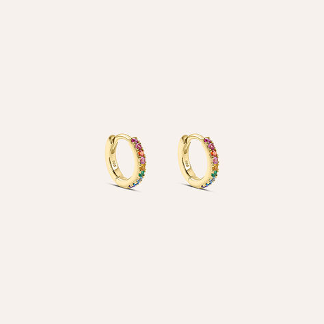 Orecchini A Cerchio Silver Rainbow Argento Dorato Cubic Zirconia - Orecchini Donna | Stroili