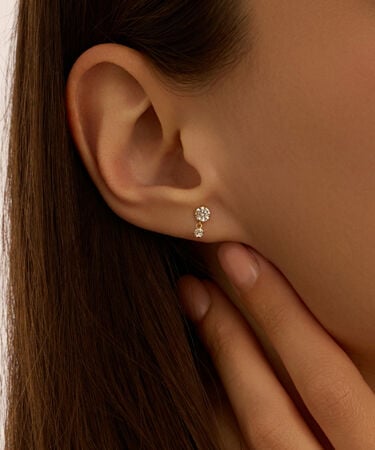 Orecchini Lobo Doppio Punto Luce Bon Ton Oro Giallo Cubic Zirconia