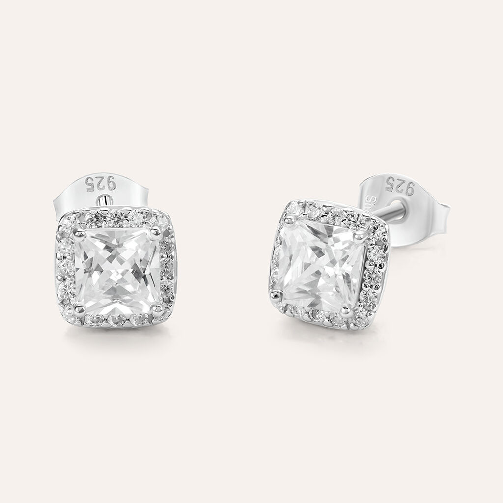 Orecchini Lobo Silver Elegance Argento Rodiato Cubic Zirconia