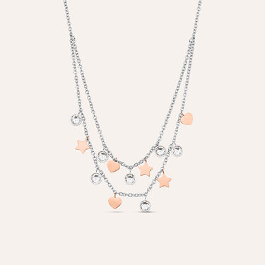 Collana Sunrise Acciaio Bicolore Bianco / Rosa Cristallo
