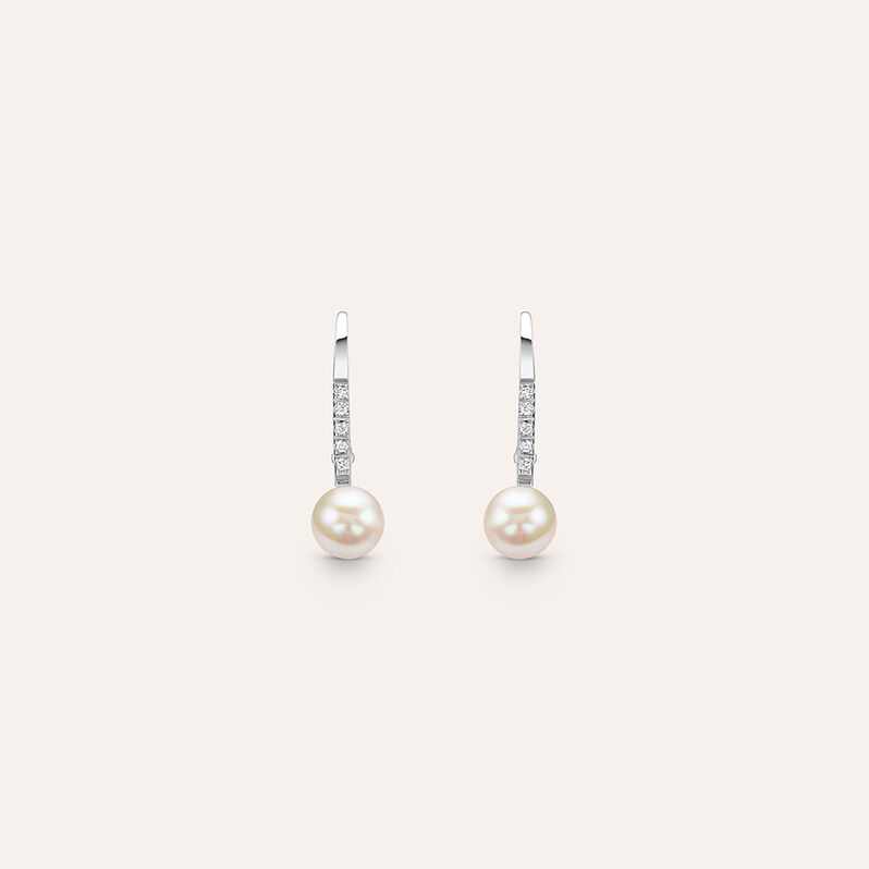 Orecchini Pendenti Gold Pearls Oro Bianco Perla D'Acqua Dolce Diamante - Orecchini Pendenti Donna | Stroili