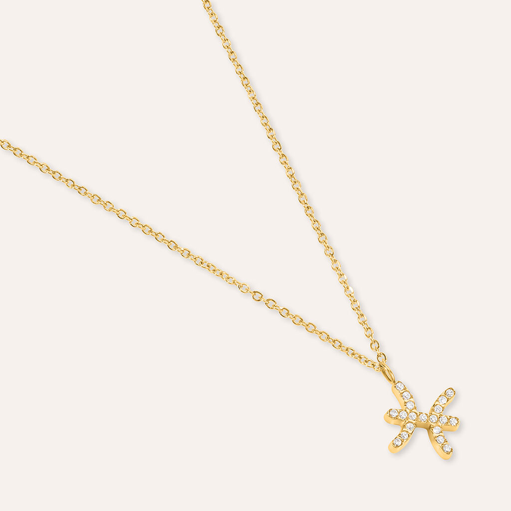Collana Radiance Acciaio Dorato Cubic Zirconia
