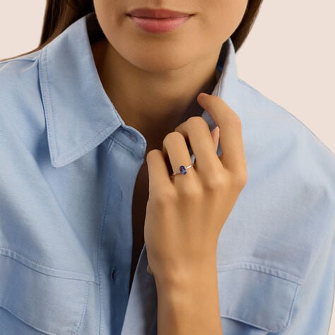 Anello Solitario Jasmine Oro Bianco Tanzanite Diamante - Anelli con Pietre Donna | Stroili