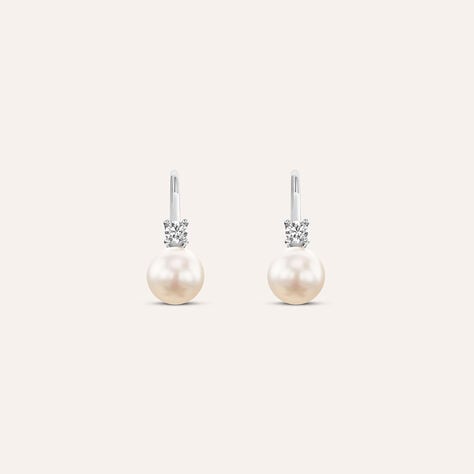 Orecchini Lobo Monachella Gabrielle Oro Bianco Perla D'Acqua Dolce Cubic Zirconia - Orecchini a Lobo Donna | Stroili