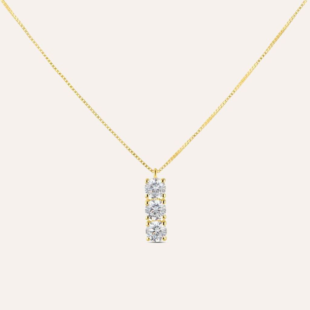 Collana Trilogy Claire Oro Giallo Cubic Zirconia