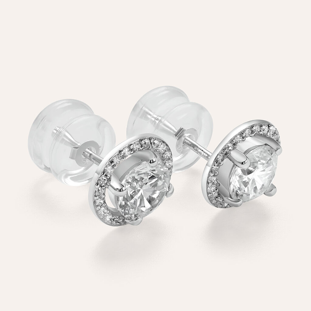 Orecchini Lobo Punto Luce Claire Oro Bianco Cubic Zirconia - Orecchini a Lobo Donna | Stroili