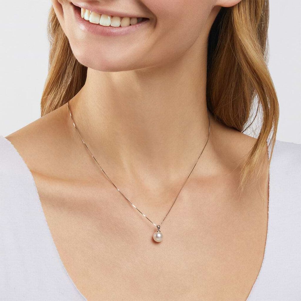 Collana Gabrielle Oro Bianco Perla Akoya - Collane Donna | Stroili