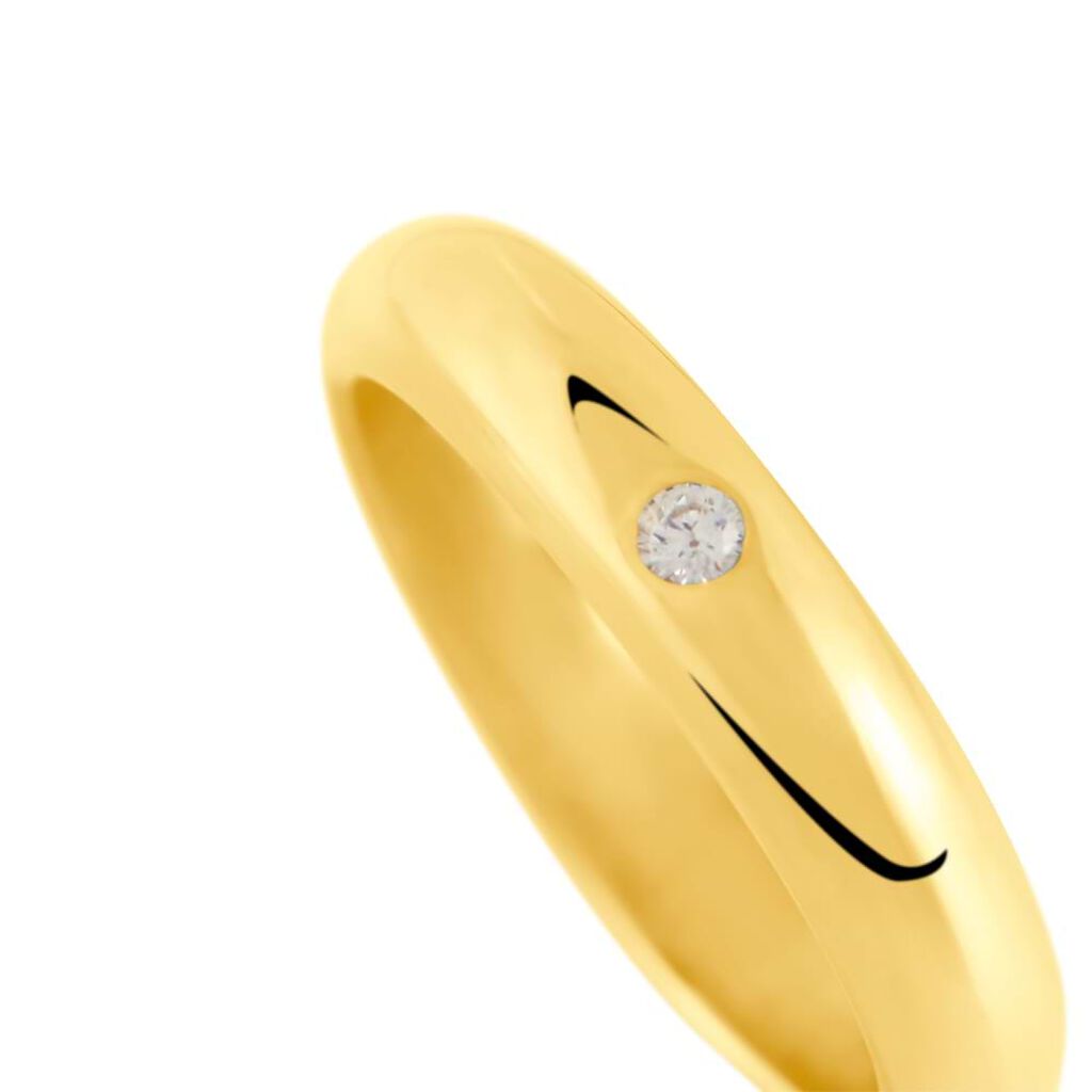 Fede Classica Leggera 4 mm Oro Giallo Diamante - Anelli con Incisione Unisex | Stroili