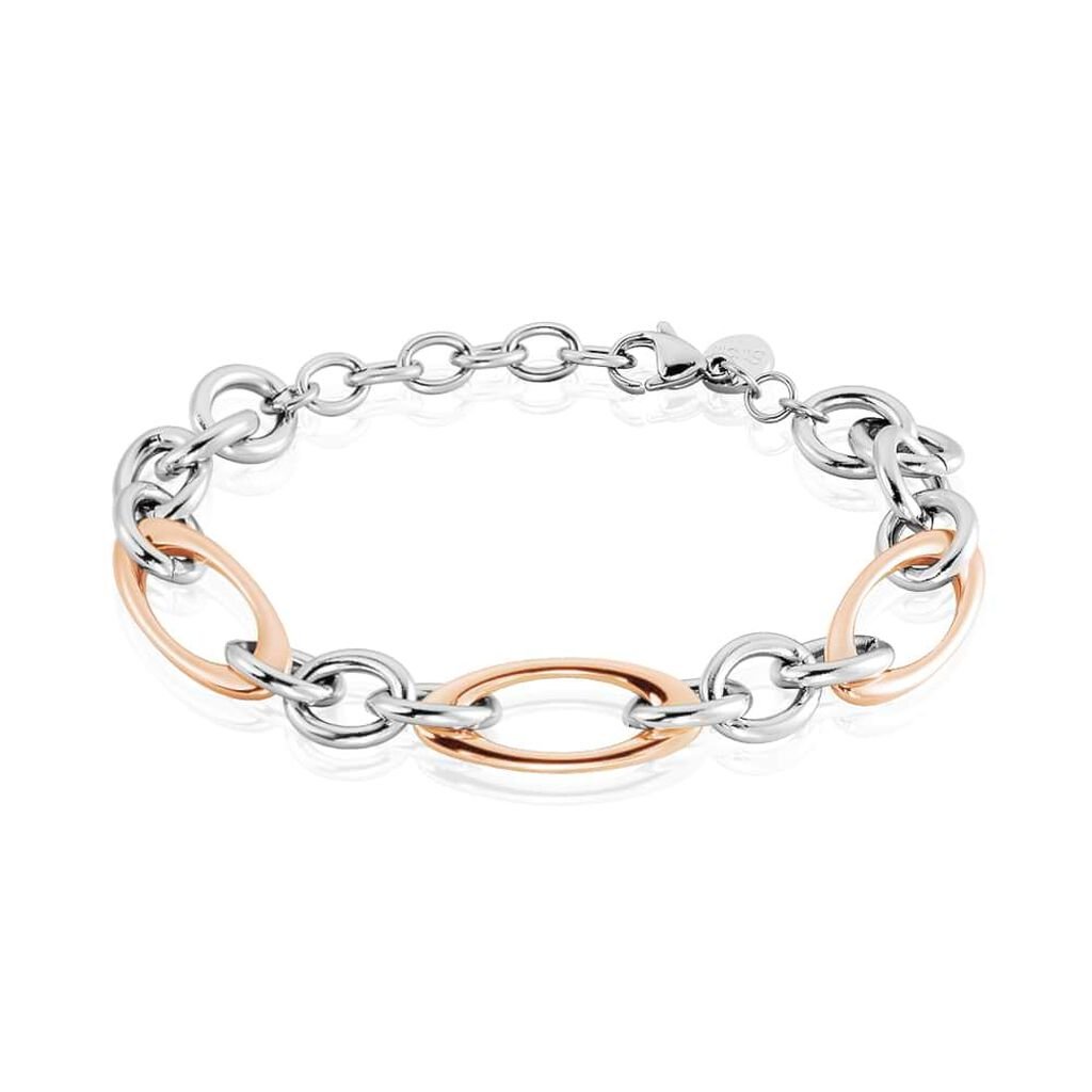 Bracciale Catena Sunrise Acciaio Bicolore Bianco / Rosa
