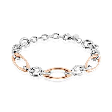 Bracciale Catena Sunrise Acciaio Bicolore Bianco / Rosa