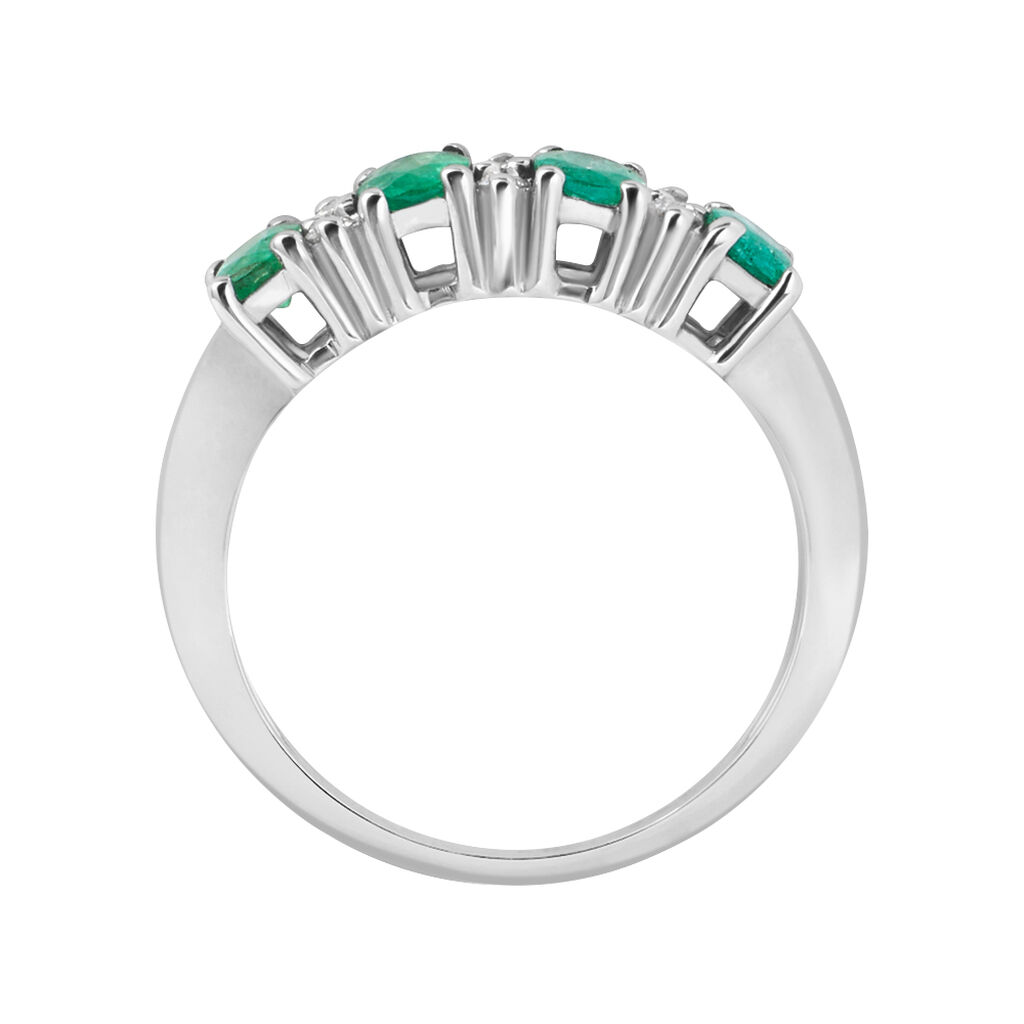 Anello Riviere Elizabeth Crown Oro Bianco Smeraldo Diamante - Anelli Riviere Donna | Stroili