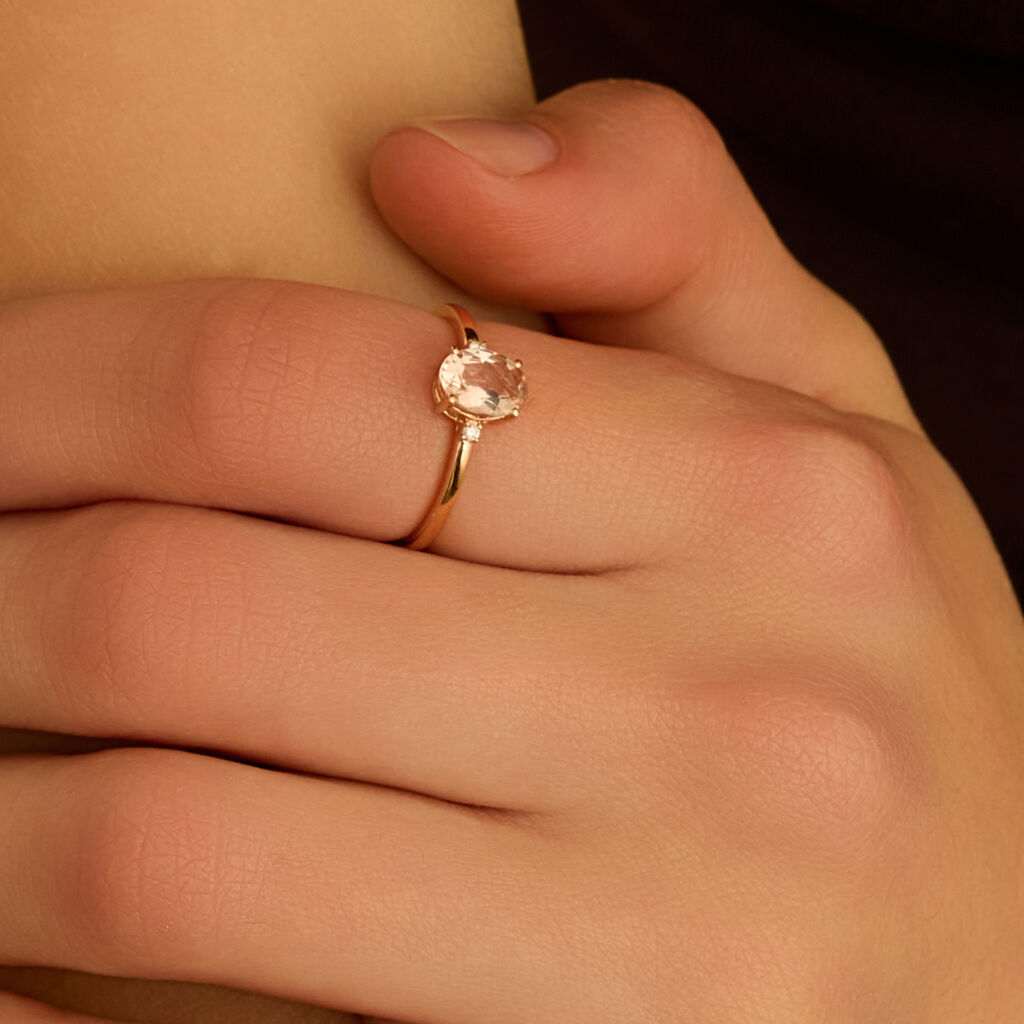 Anello Solitario Jasmine Oro Rosa Morganite Diamante - Anelli con Pietre Donna | Stroili