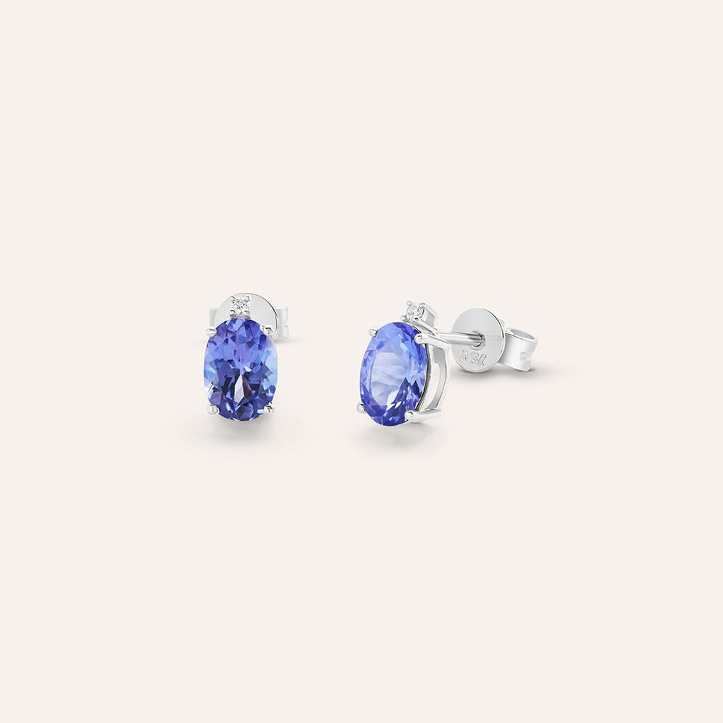 Orecchini Lobo Punto Luce Jasmine Oro Bianco Tanzanite Diamante - Orecchini a Lobo Donna | Stroili