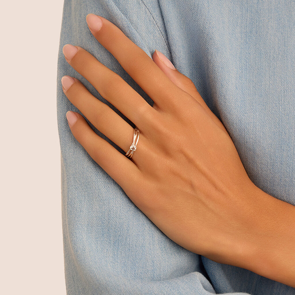 Anello Solitario Am&eacute;lie Oro Bianco Topazio