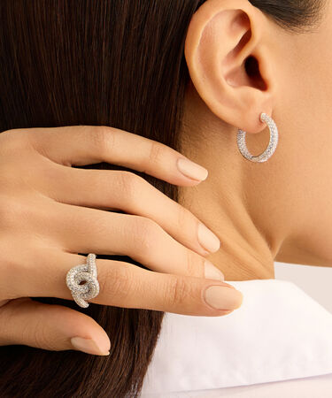 Orecchini A Cerchio Silver Shine Argento Rodiato Cubic Zirconia