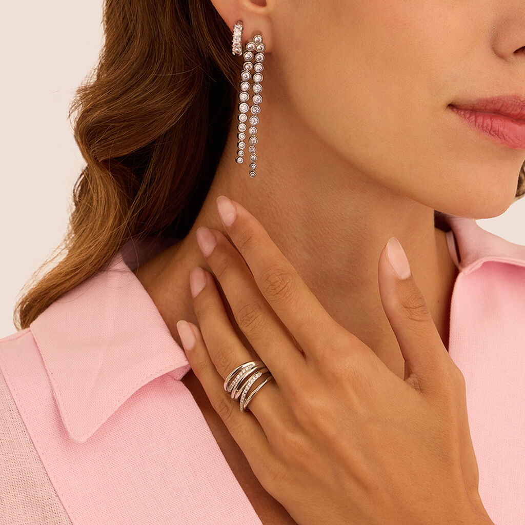 Orecchini A Cerchio Aura Acciaio Cubic Zirconia