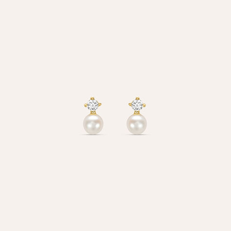 Orecchini Lobo Bon Ton Oro Giallo Perla D'Acqua Dolce Cubic Zirconia - Orecchini a Lobo Donna | Stroili
