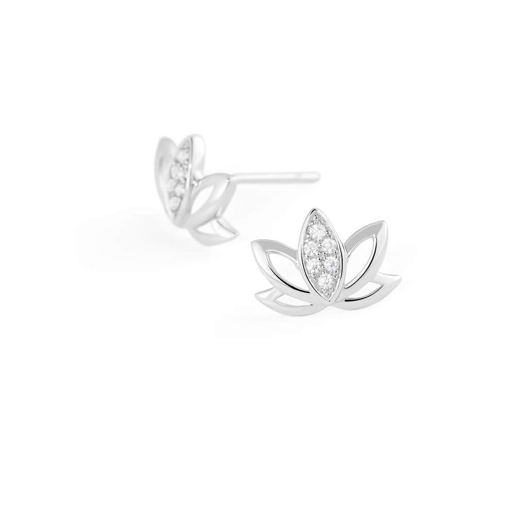 Orecchini Lobo Claire Oro Bianco Cubic Zirconia - Orecchini a Lobo Donna | Stroili