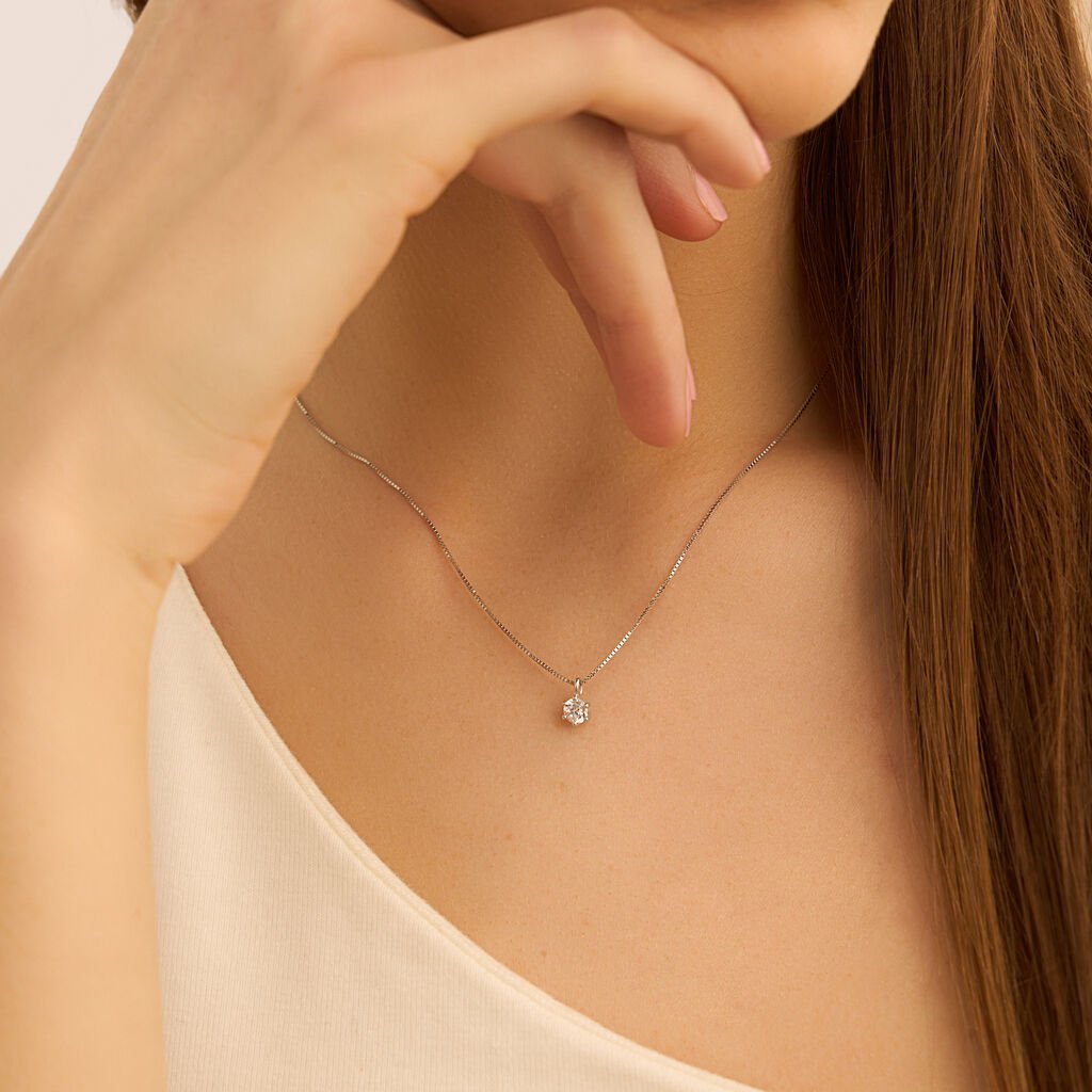 Collana Punto Luce Claire Oro Bianco Cubic Zirconia