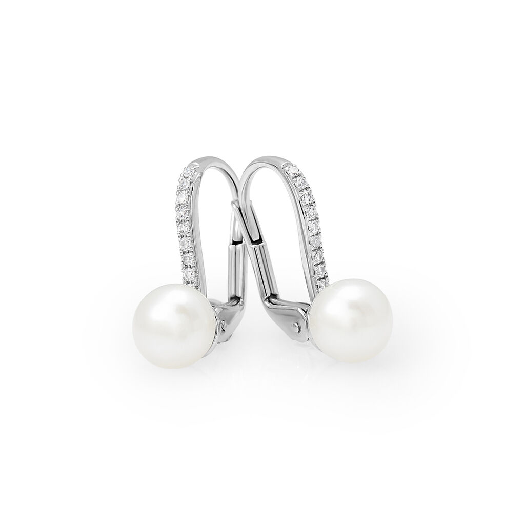 Orecchini Lobo Gabrielle Precious Oro Bianco Perla D'Acqua Dolce Diamante