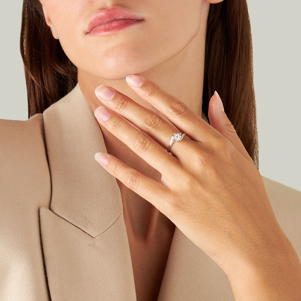 Anello Solitario Petali Oro Bianco Diamante - Anelli con Pietre Donna | Stroili