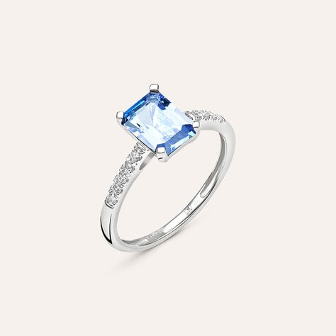 Anello Solitario Jasmine Oro Bianco Tanzanite Diamante - Anelli con Pietre Donna | Stroili