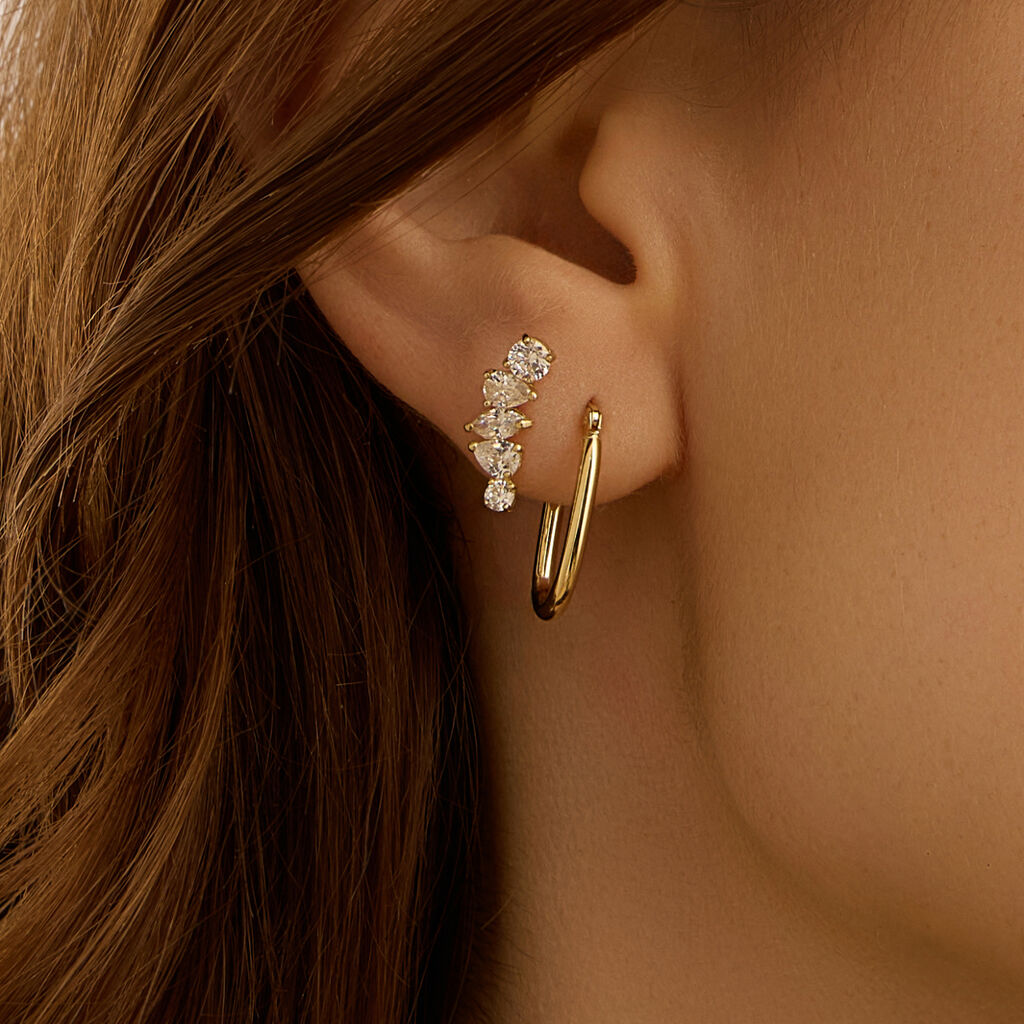 Orecchini Lobo Bon Ton Oro Giallo Cubic Zirconia