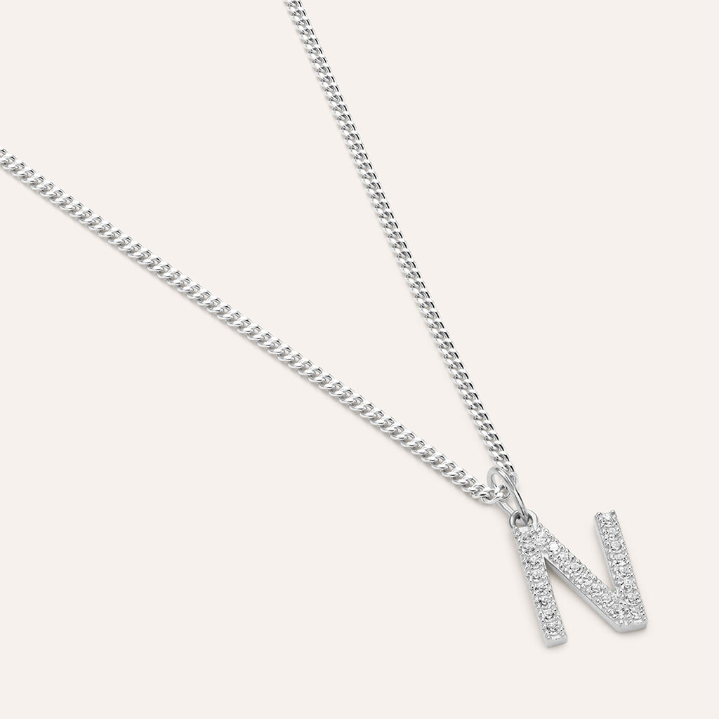 Pendente Po&egrave;me Oro Bianco Cubic Zirconia