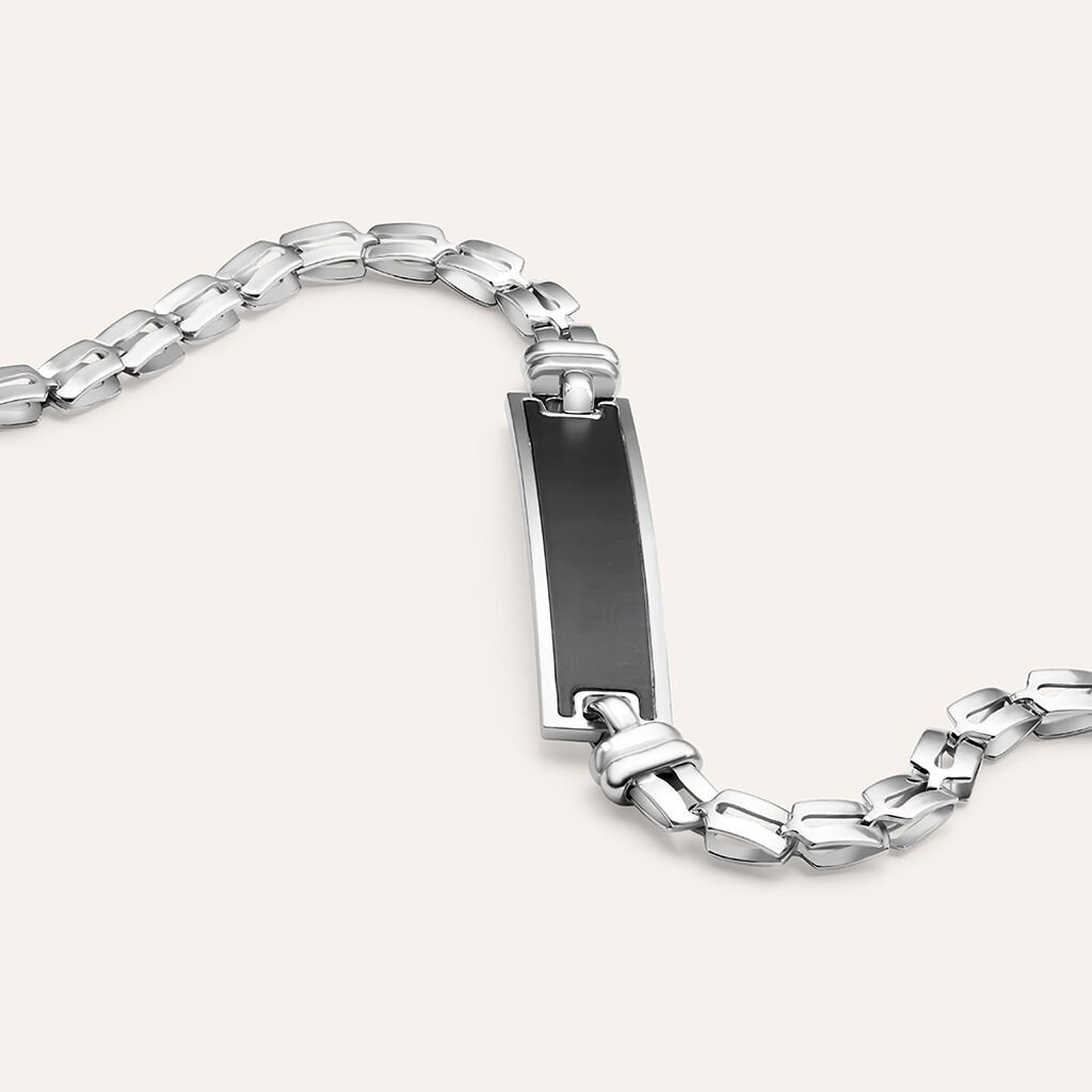Bracciale Con Targhetta Gentleman Argento Rodiato - Bracciali con Incisione Uomo | Stroili