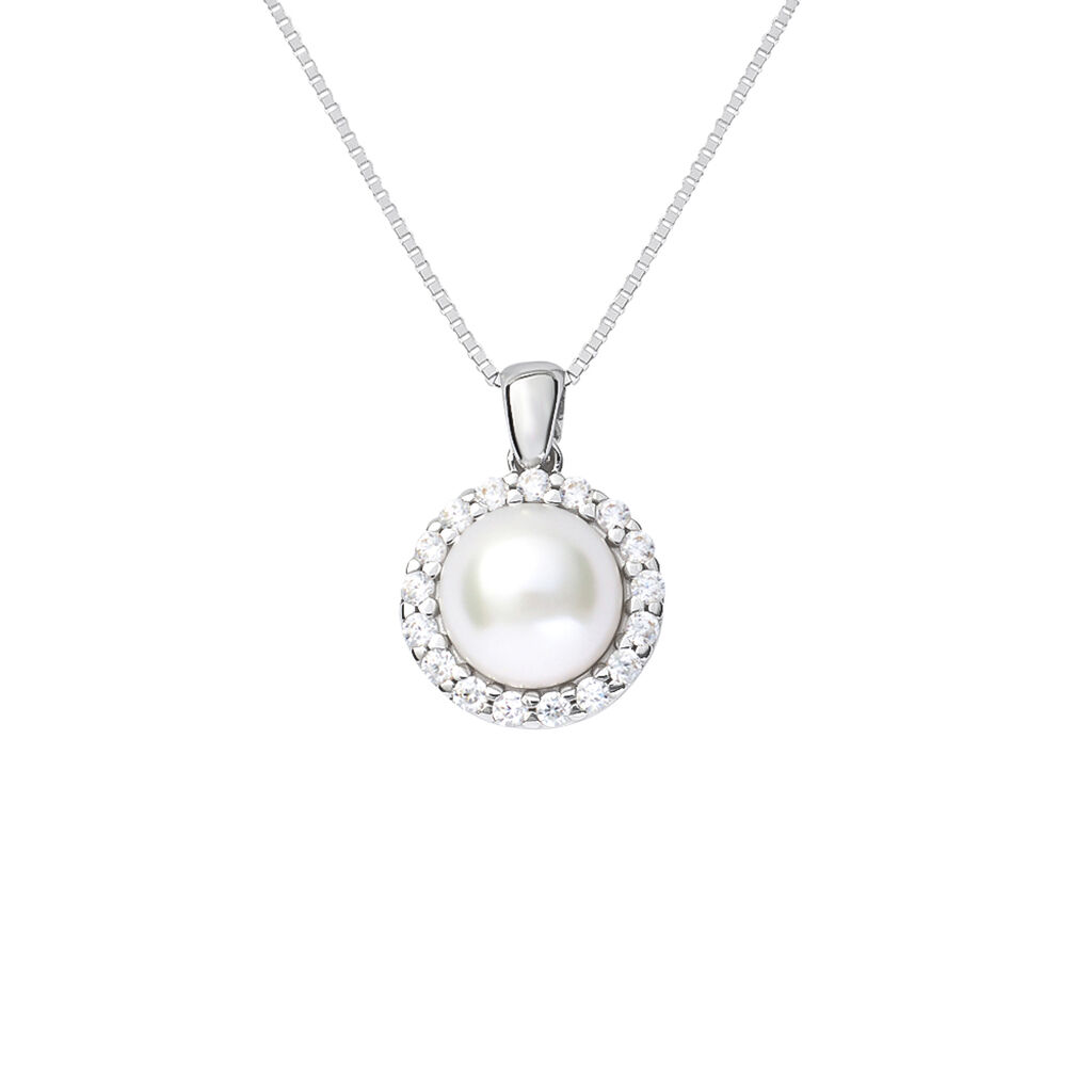 Collana Gabrielle Oro Bianco Perla D'Acqua Dolce Cubic Zirconia - Collane Donna | Stroili