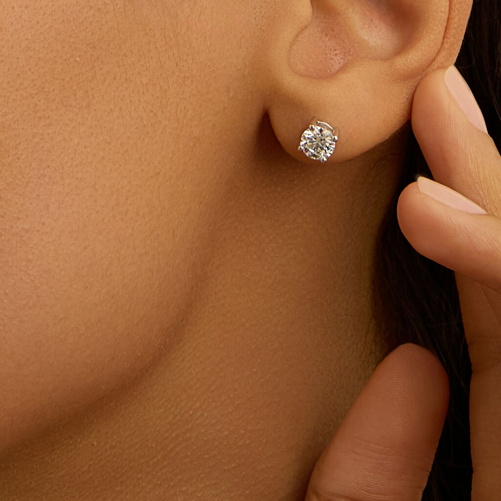 Orecchini Lobo Punto Luce Diamade Oro Bianco Diamante Lab-Grown