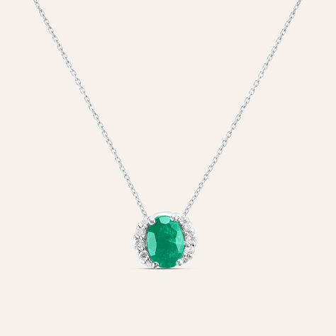 Collana Punto Luce Elizabeth Crown Oro Bianco Smeraldo Diamante - Collane Punto Luce Donna | Stroili