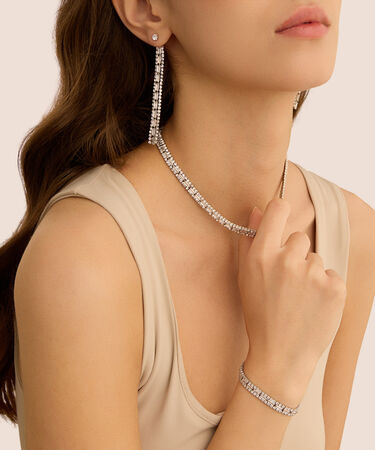 Orecchini Pendenti Tennis Romantic Shine Metallo Cristallo