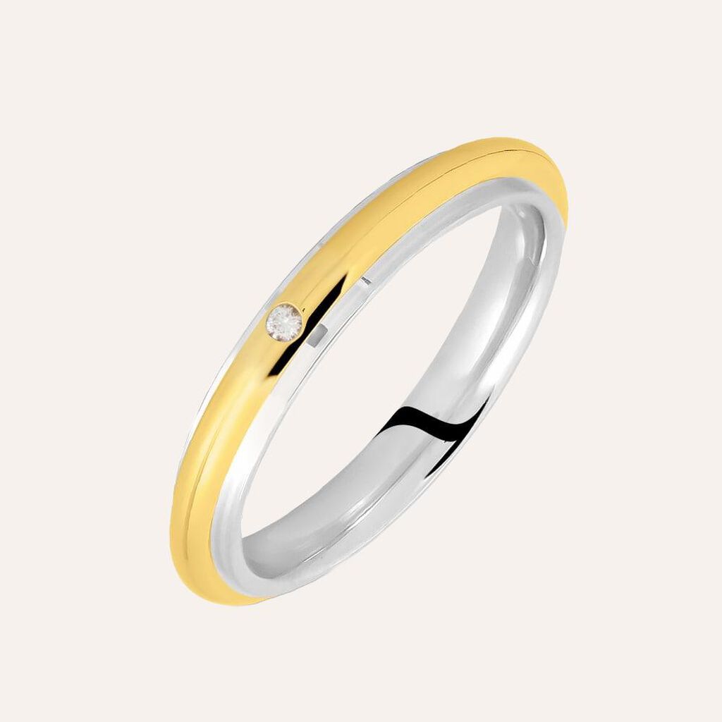 Fede Comoda 3 mm Oro Bicolore Diamante
