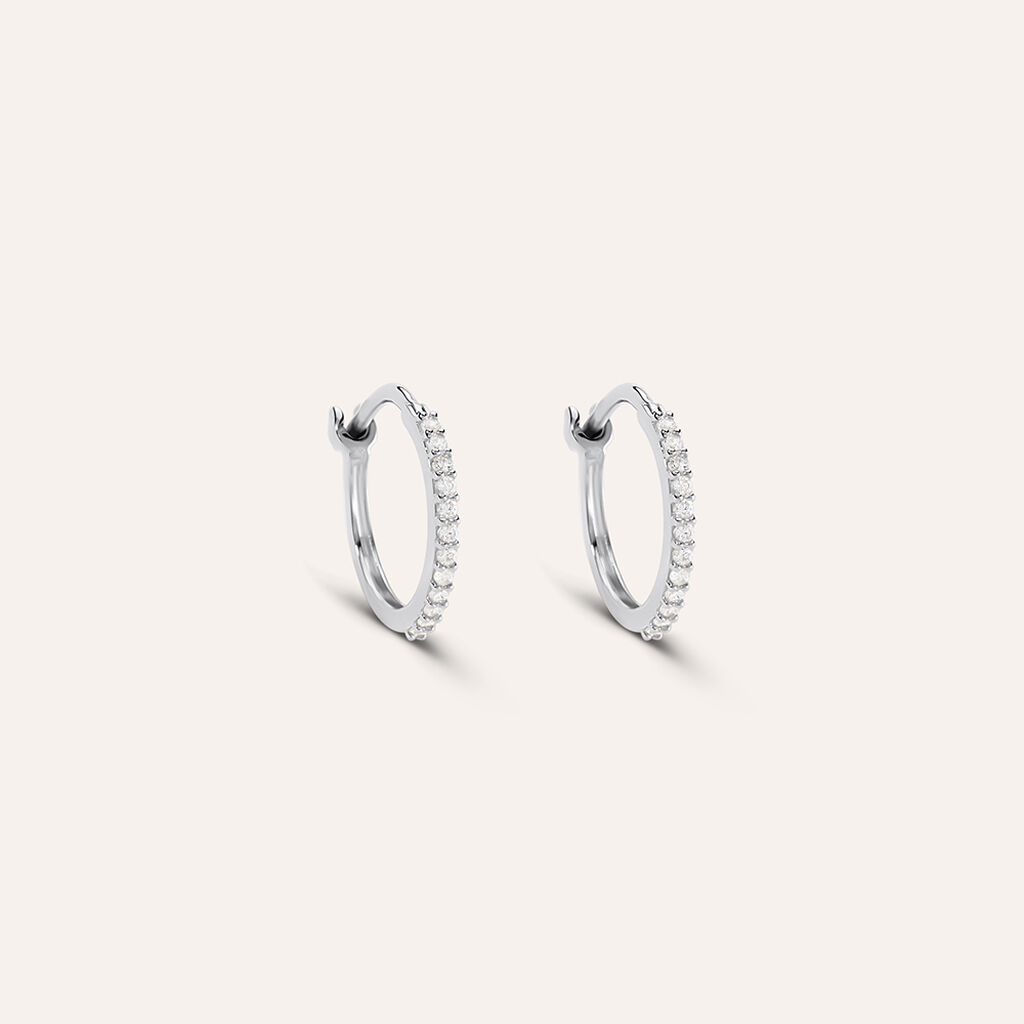 Orecchini A Cerchio Toujours Oro Bianco Cubic Zirconia