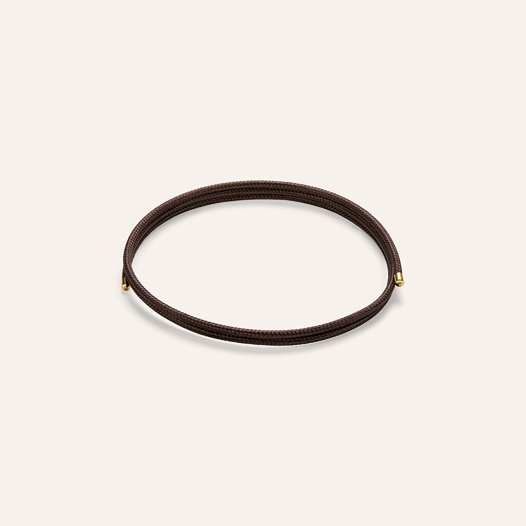 Choker Magnetico Cordino Marrone e Acciaio Dorato