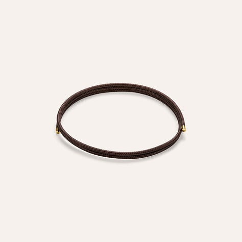 Choker Magnetico Cordino Marrone e Acciaio Dorato - Catenina Unisex | Stroili
