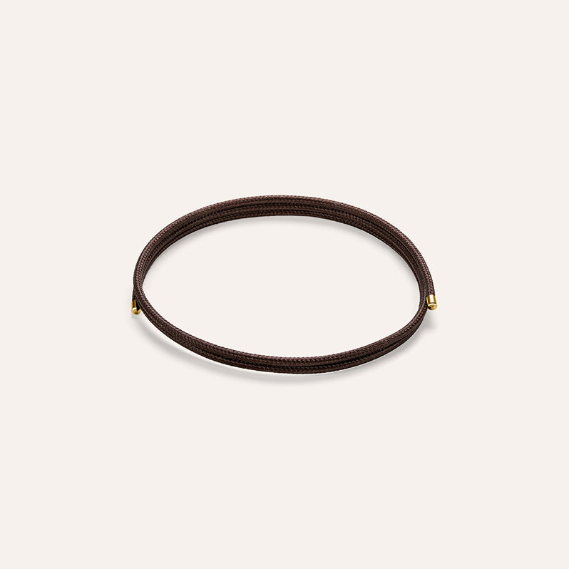 Choker Magnetico Cordino Marrone e Acciaio Dorato - Catenina Unisex | Stroili