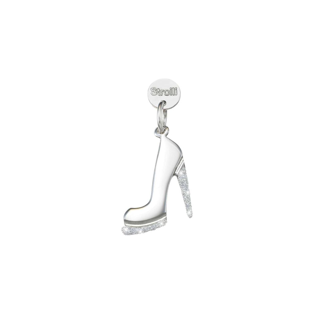 Charm in argento rodiato e glitter