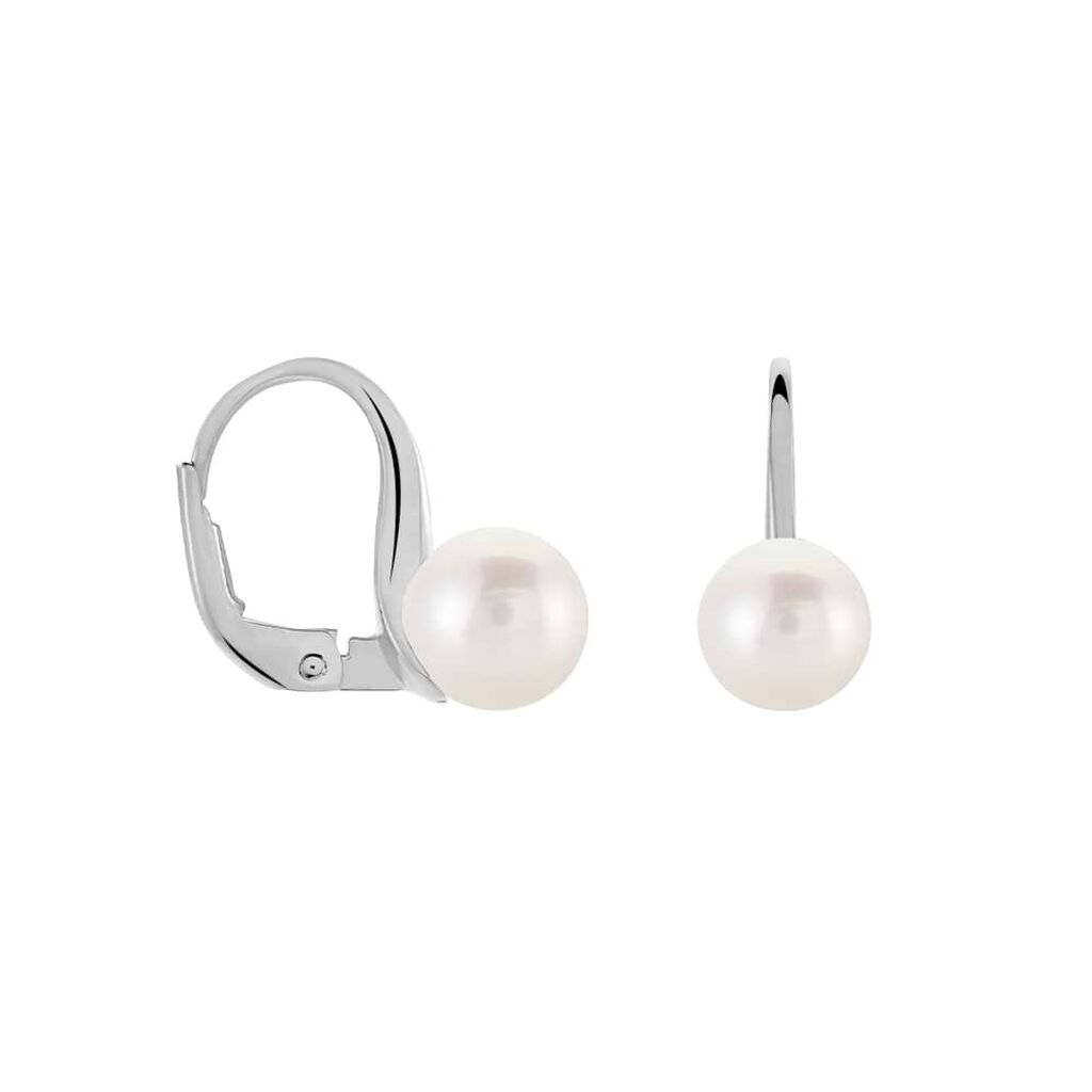 Orecchini Pendenti Gabrielle Oro Bianco Perla D'Acqua Dolce