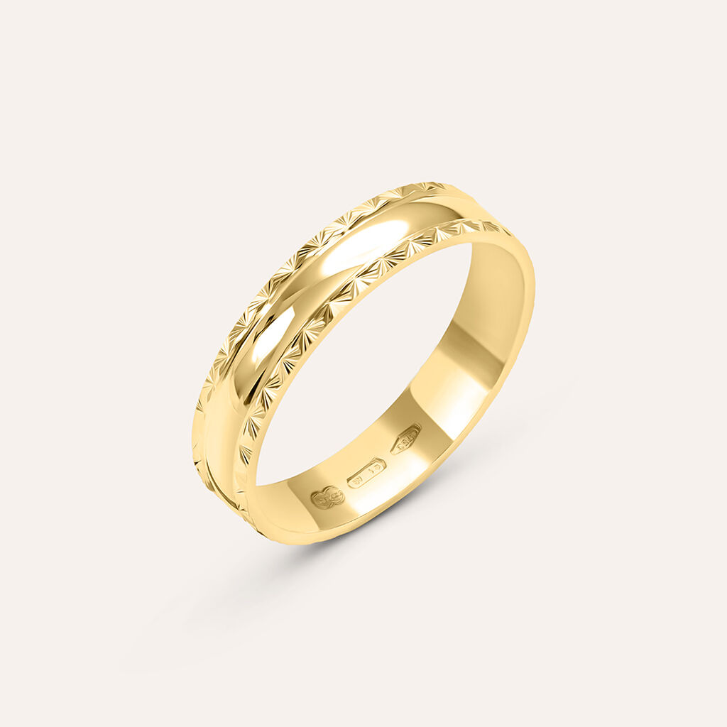 Fede Classica Diamantata 4 mm Oro Giallo