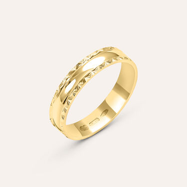 Fede Classica Diamantata 4 mm Oro Giallo