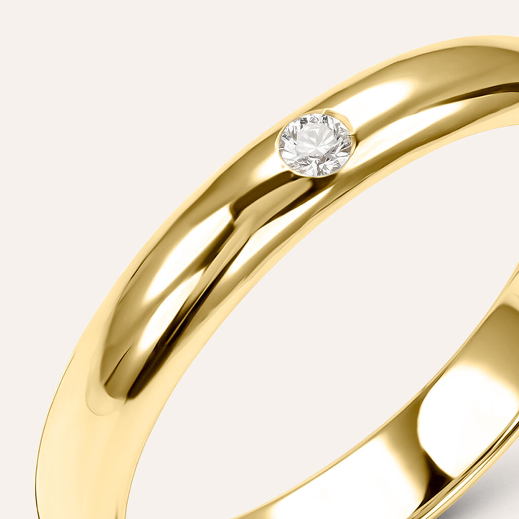 Fede Classica Leggera 3.2 mm Oro Giallo Diamante - Anelli con Incisione Unisex | Stroili